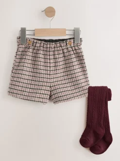 Paarsrood - Geruite skort en maillot (3mnd-7jr)
