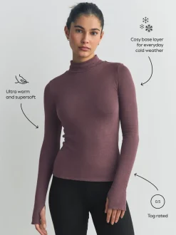 Paarsrood - Thermal Maximum Warmth Cosy Ribbed Roll Neck Top