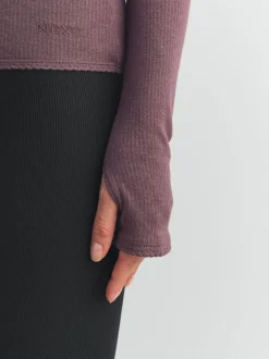 Paarsrood - Thermal Maximum Warmth Cosy Ribbed Roll Neck Top