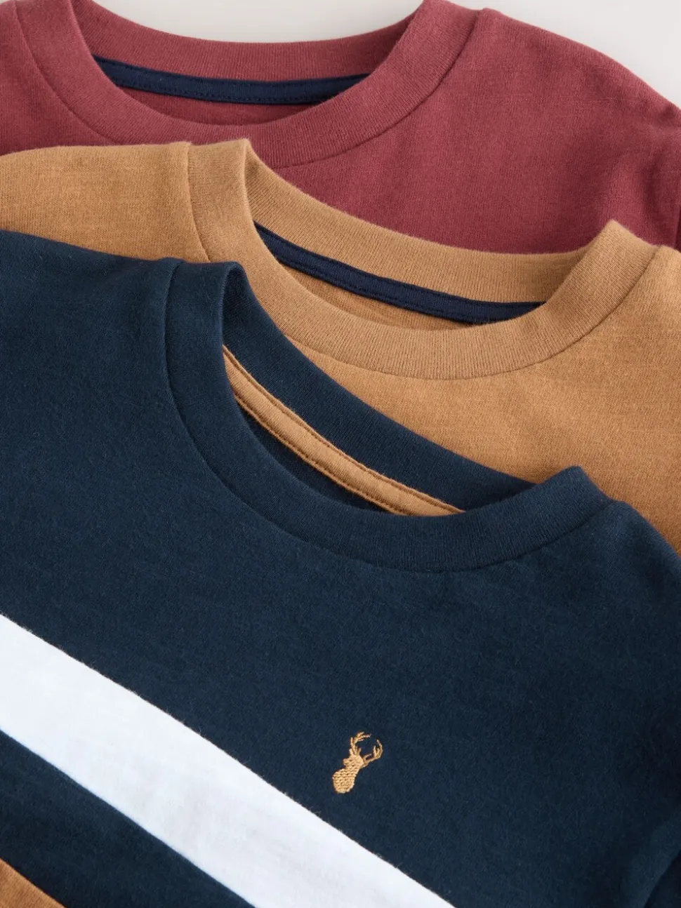 Paarsrood/bruin/marineblauw - Kleurblok T-shirts met lange mouwen 3 verpakking (3-16jr)