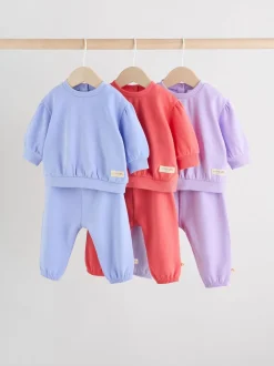 Paars/roze/blauw - Baby sweatshirt en joggingbroek 6 -delige set (0mnd -2jr)