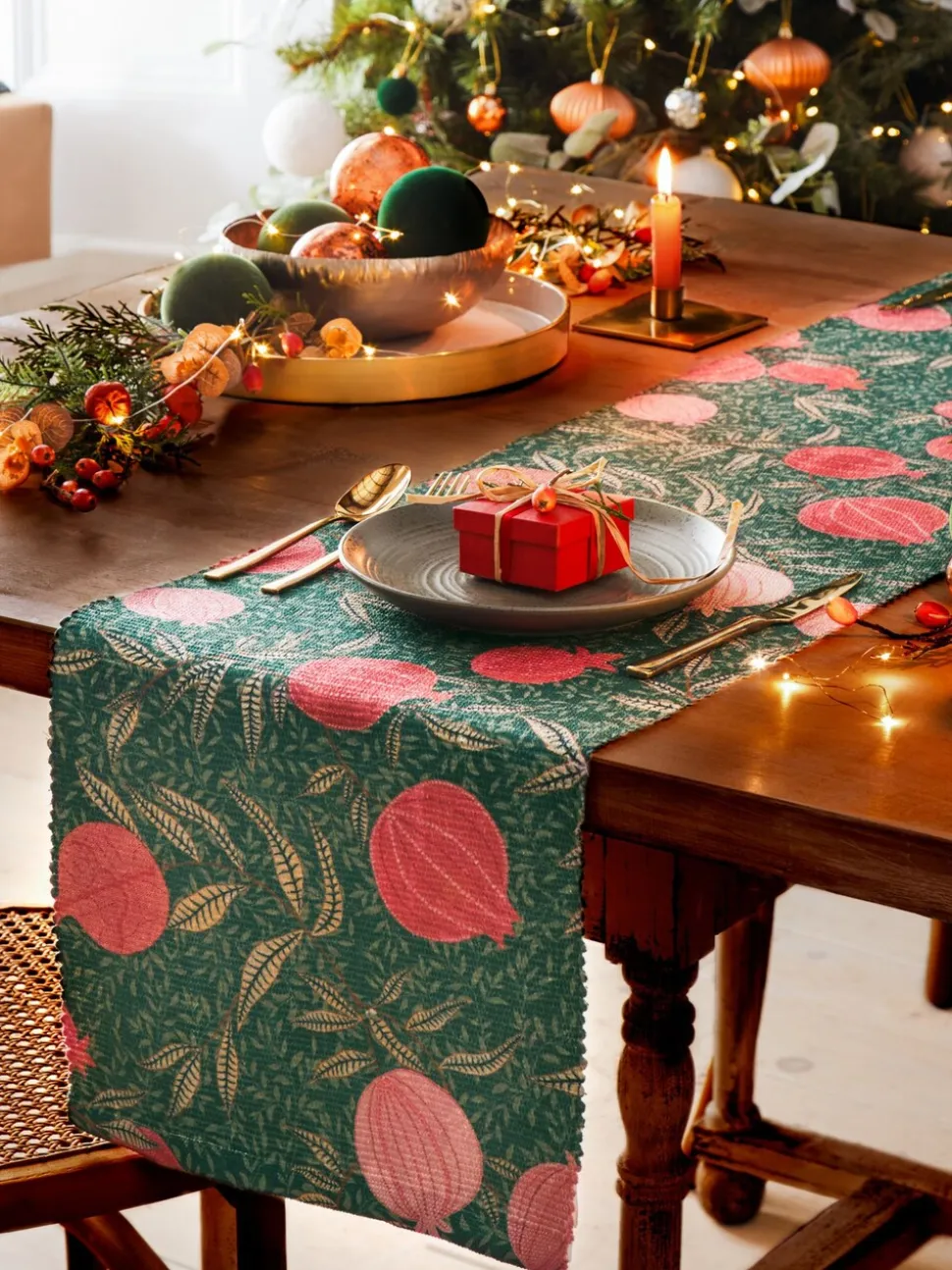 Paoletti - Grote kersttafelloper met granaatappelprint