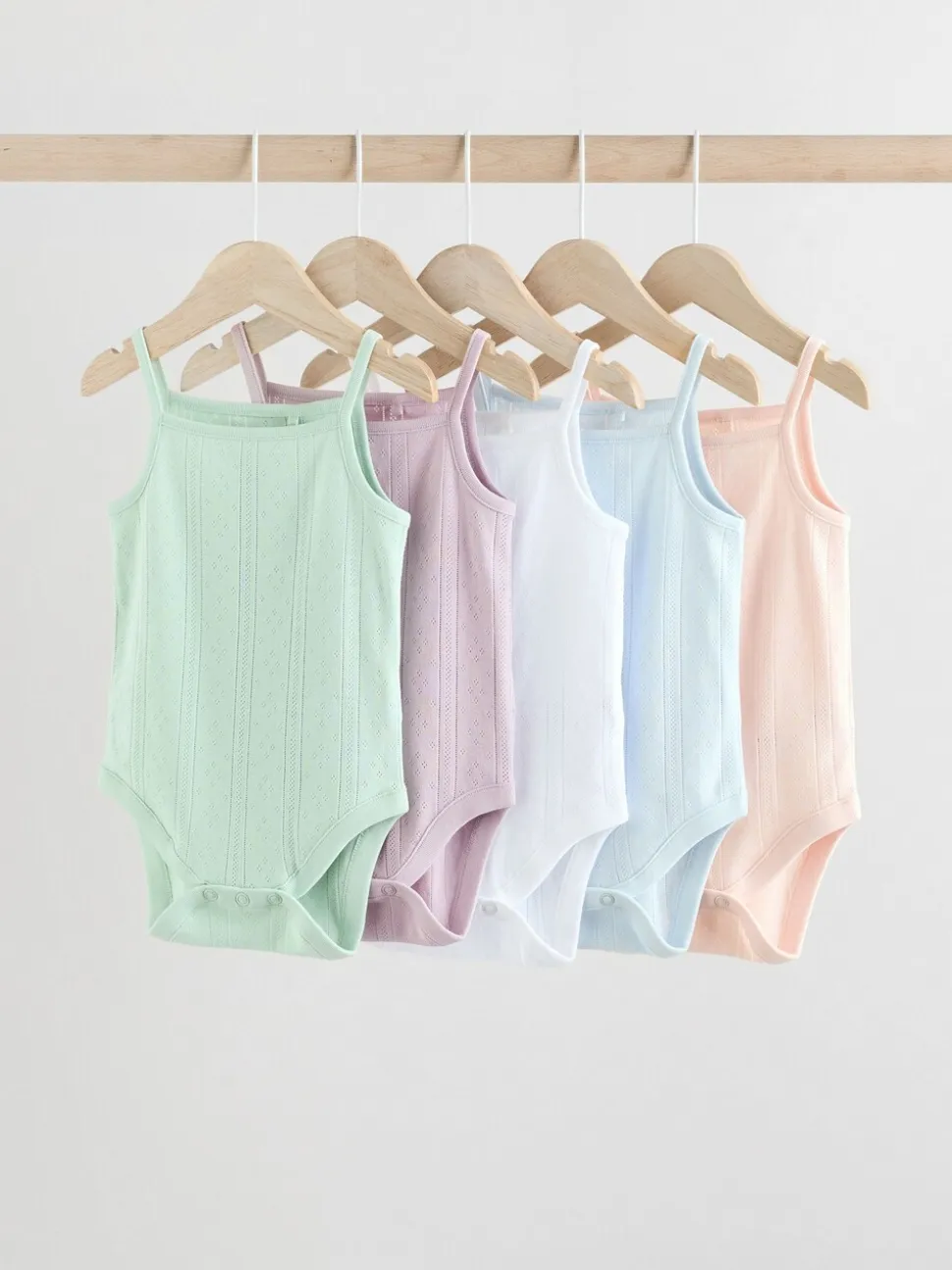 Pastel - 5 Pack Vest Pointelle Baby Bodysuits