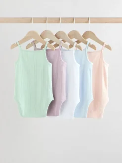 Pastel - 5 Pack Vest Pointelle Baby Bodysuits