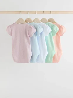 Pastel - 5 Pak Korte mouwen Pointelle Baby Bodysuits
