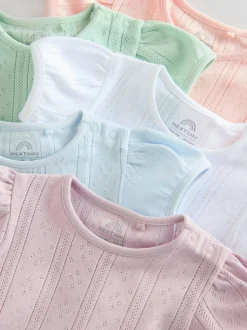 Pastel - 5 Pak Korte mouwen Pointelle Baby Bodysuits