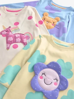Pastel kat/eenhoorn/bloem - Knus pyjama met lange mouwen 3 Pack (9maanden -12jaar)