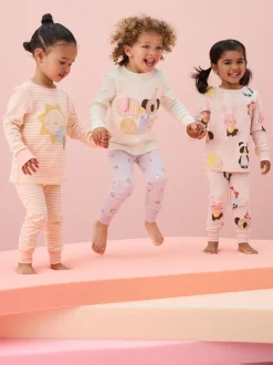 Pastel met tekenfiguurtjesprint - Knus pyjama met lange mouwen 3 Pack (9maanden -12jaar)