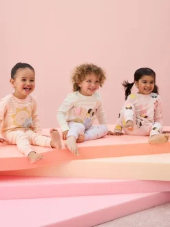 Pastel met tekenfiguurtjesprint - Knus pyjama met lange mouwen 3 Pack (9maanden -12jaar)