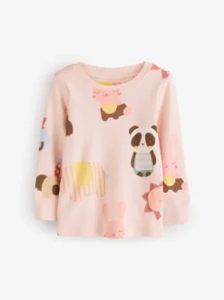 Pastel met tekenfiguurtjesprint - Knus pyjama met lange mouwen 3 Pack (9maanden -12jaar)