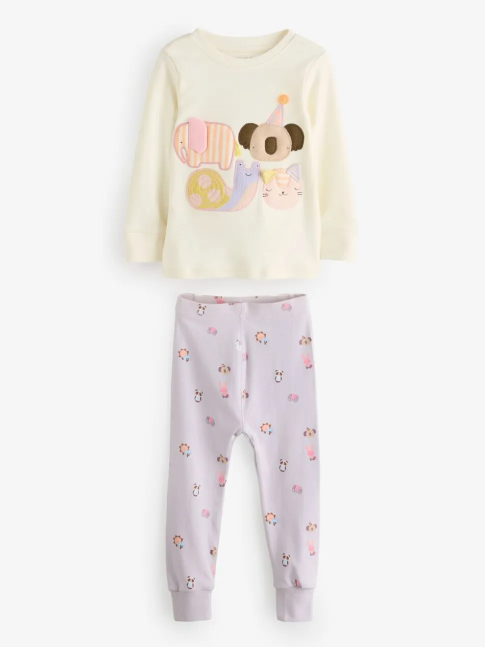Pastel met tekenfiguurtjesprint - Knus pyjama met lange mouwen 3 Pack (9maanden -12jaar)
