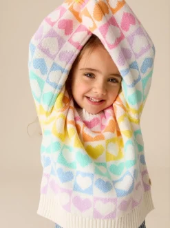 Pastel Rainbow Hearts - Little Bird by Jools Oliver Knitted Colourblock Jumper