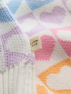 Pastel Rainbow Hearts - Little Bird by Jools Oliver Knitted Colourblock Jumper