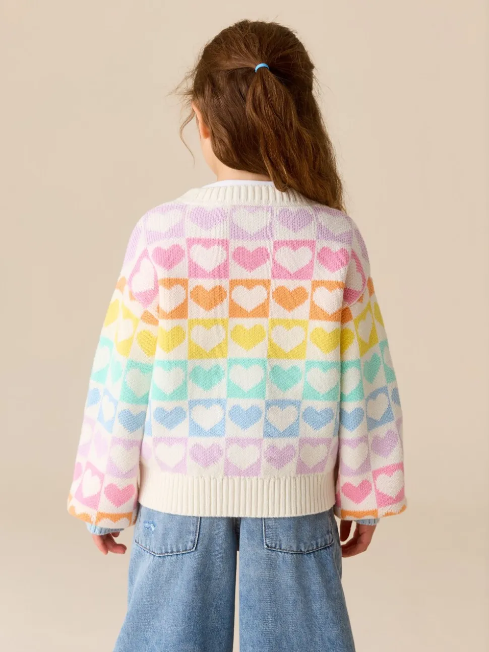 Pastel Rainbow Hearts - Little Bird by Jools Oliver Knitted Colourblock Jumper