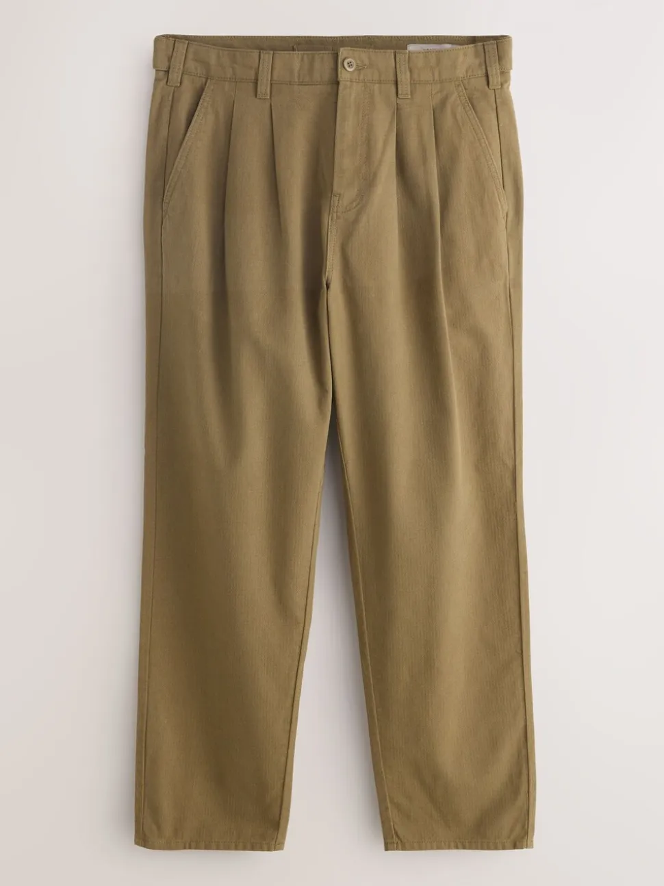 Pastelgeel - Authentic Twin Pleated Textured Trousers