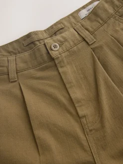 Pastelgeel - Authentic Twin Pleated Textured Trousers