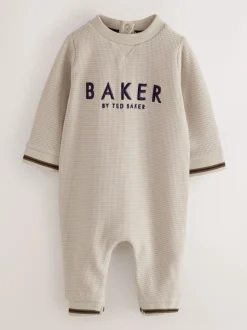 Pastelgeel - Baker by Ted Baker Textured Long Sleeve Romper