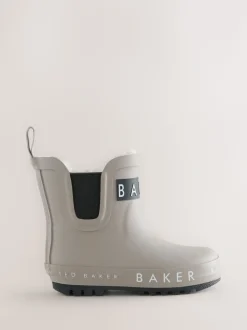 Pastelgeel - Baker by Ted Baker - gevoerde regenlaarzen van imitatiebont voor jongens