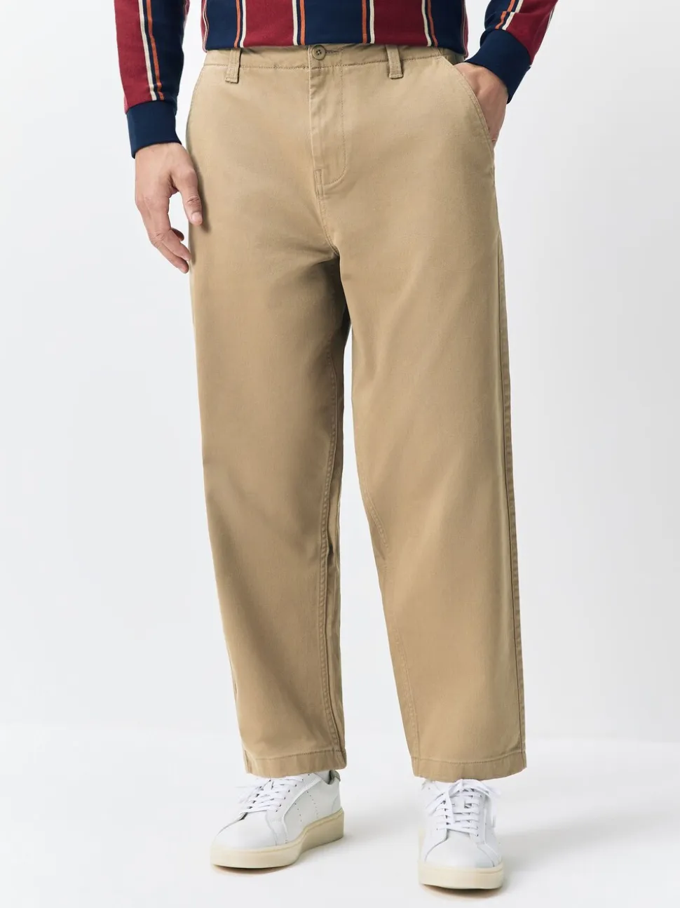 Pastelgeel - Barrel Fit - Authentic Cotton Rich Stretch Trousers