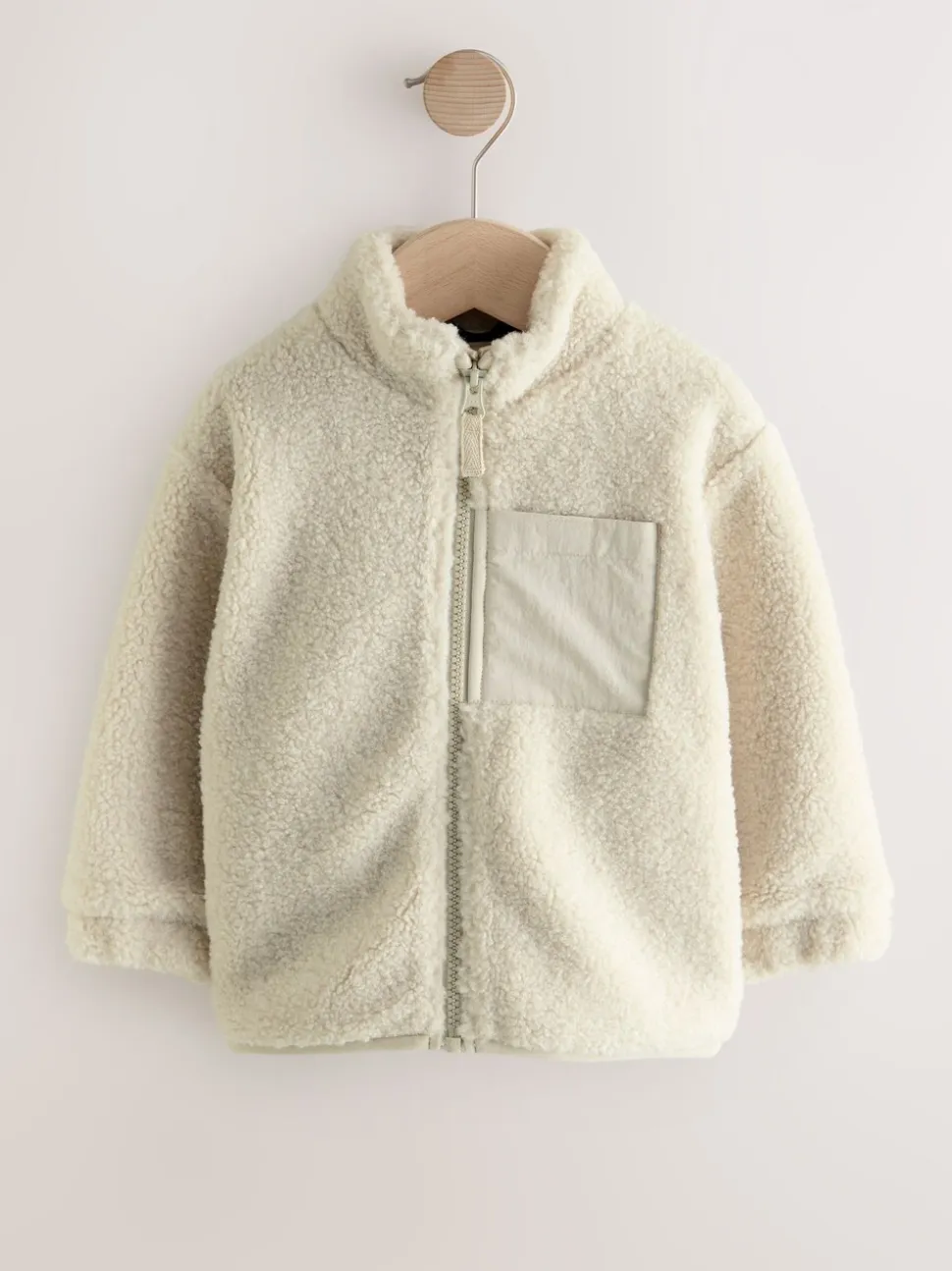 Pastelgeel - Effen fleece met rits en trechterhals (3mnd-7jr)