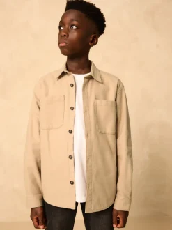 Pastelgeel - Geborsteld overshirt (3-16jr)