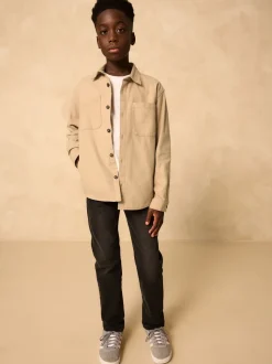 Pastelgeel - Geborsteld overshirt (3-16jr)