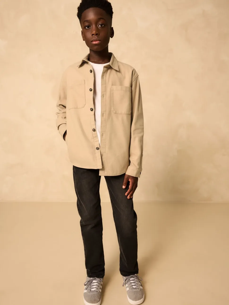Pastelgeel - Geborsteld overshirt (3-16jr)