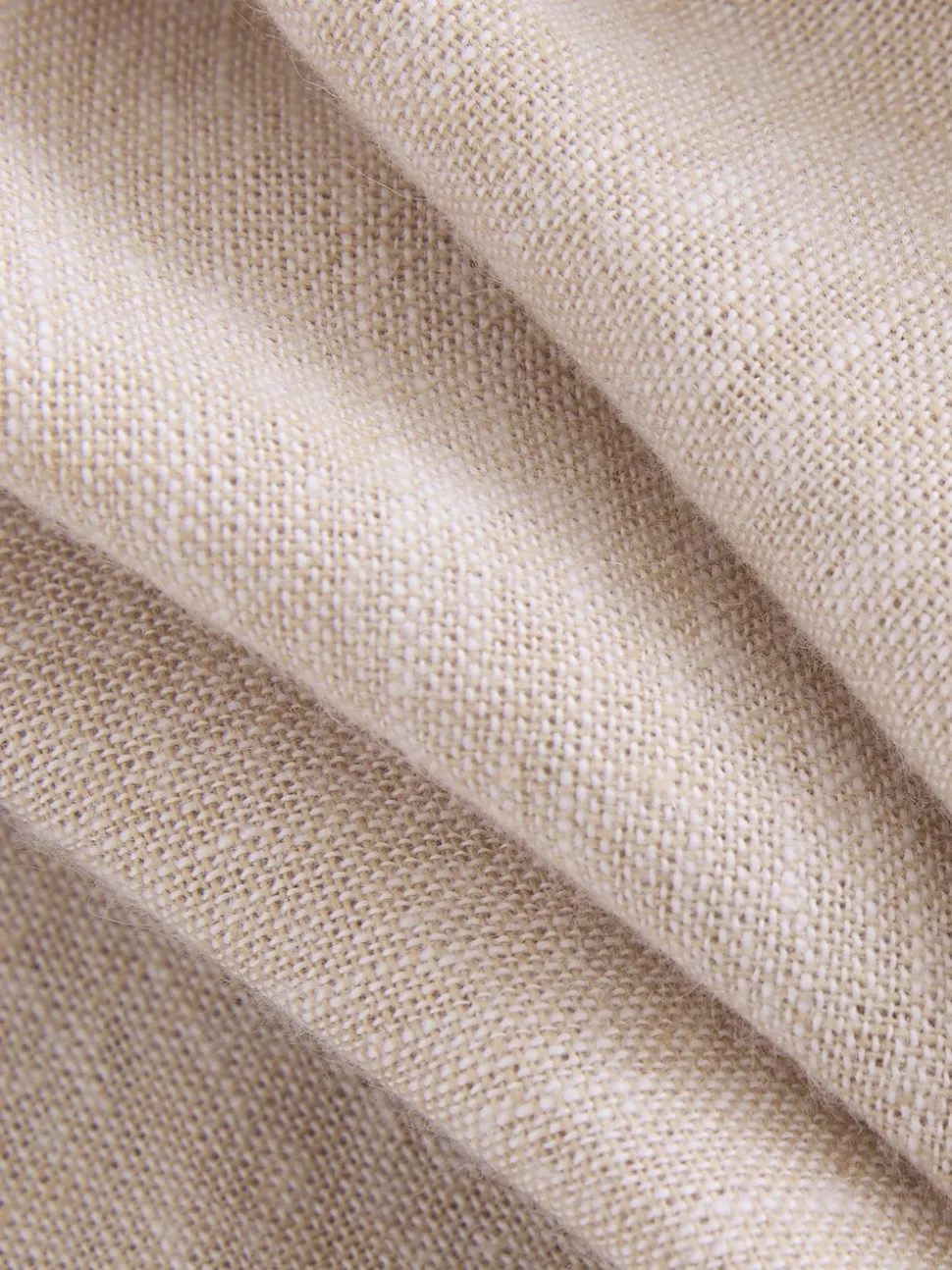 Pastelgeel - Korte chino met elastische taille met hoog linnenpercentage
