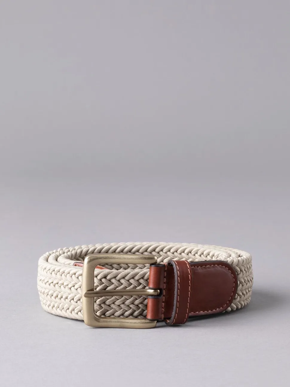 Pastelgeel - Lakeland leren Greythwaite gevochten riem