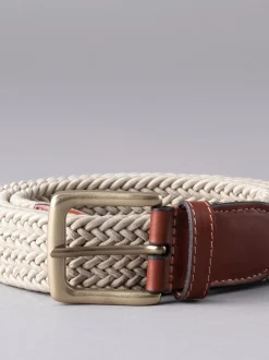 Pastelgeel - Lakeland leren Greythwaite gevochten riem