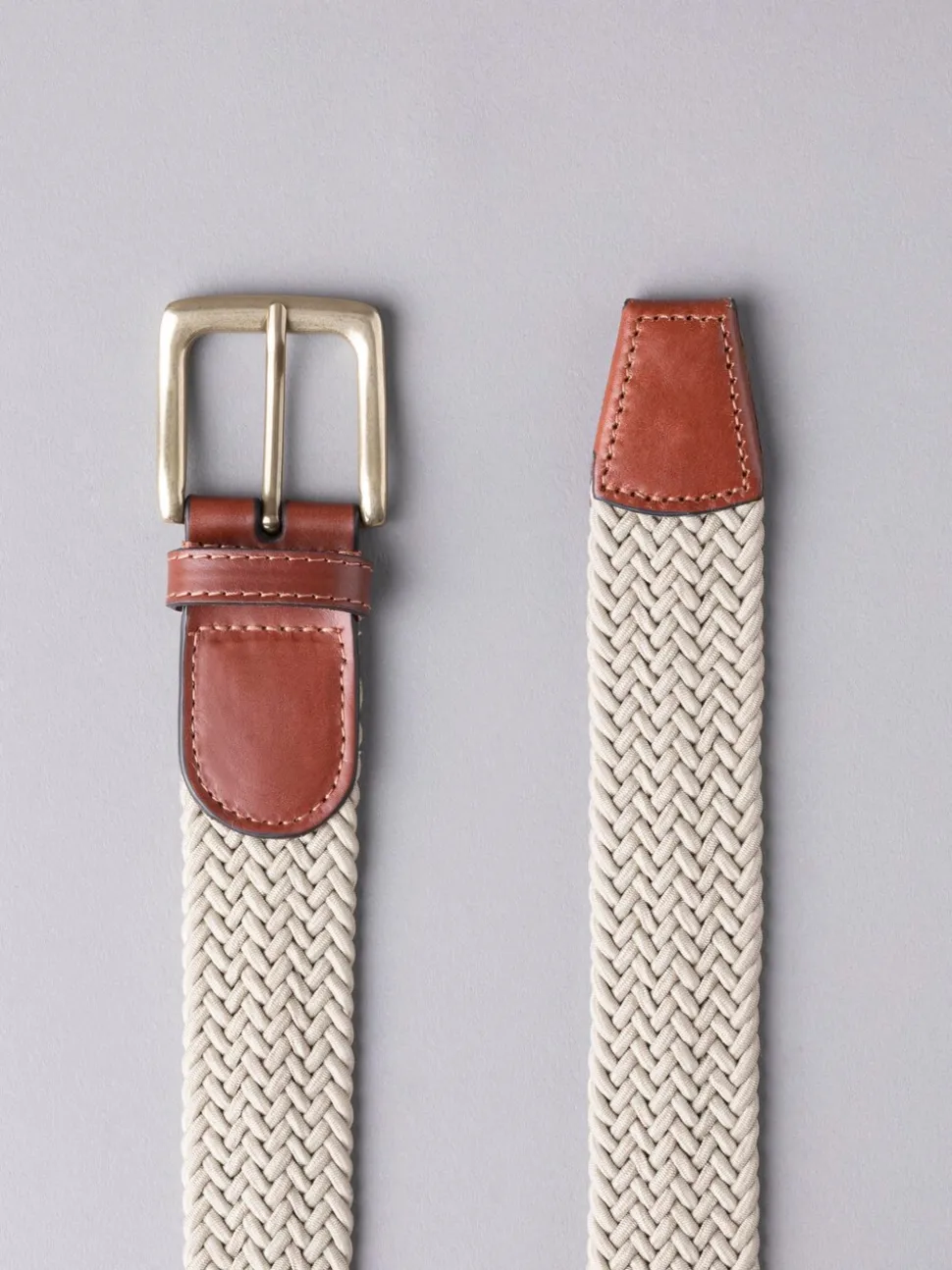 Pastelgeel - Lakeland leren Greythwaite gevochten riem