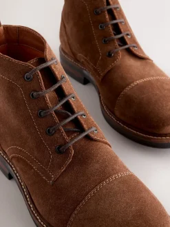 Pastelgeel - Leren boots met neusstuk