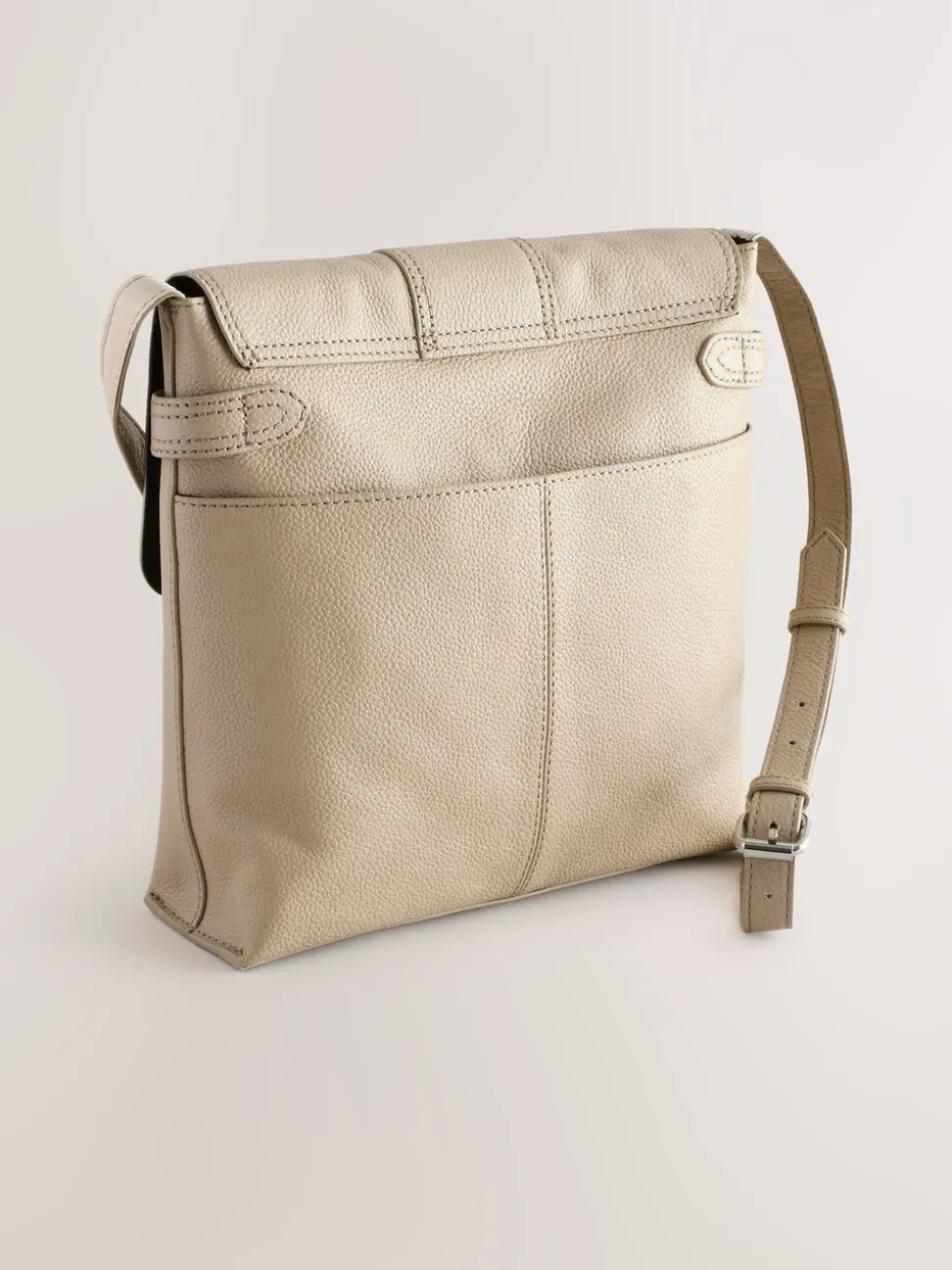 Pastelgeel - Leren messenger-tas met vak