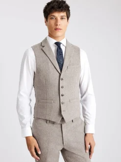Pastelgeel - MOSS slim-fit Donegal tweed gilet