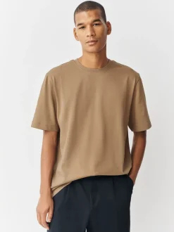 Pastelgeel - Normale Pasvorm - Zwaar T-shirt