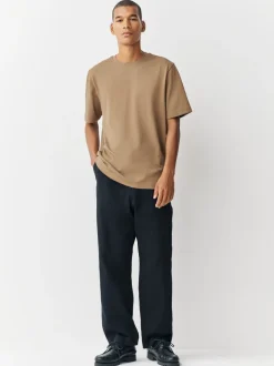 Pastelgeel - Normale Pasvorm - Zwaar T-shirt