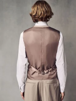 Pastelgeel - Regular Fit Wool Blend Motionflex Waistcoat