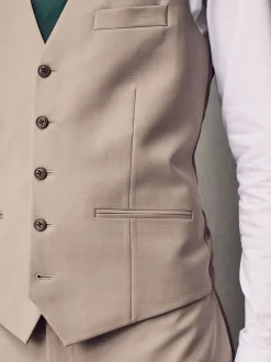 Pastelgeel - Regular Fit Wool Blend Motionflex Waistcoat