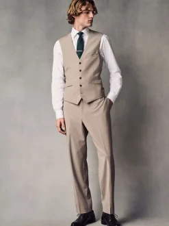 Pastelgeel - Regular Fit Wool Blend Motionflex Waistcoat