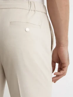 Pastelgeel - Reiss Found stretchy slim fit broeken met trekkoord