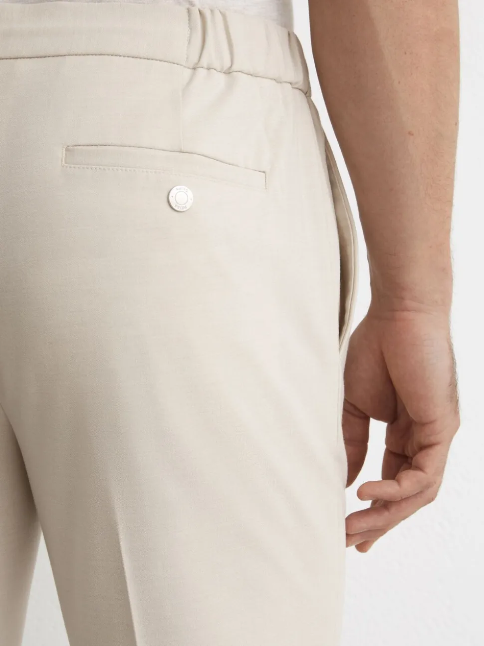 Pastelgeel - Reiss Found stretchy slim fit broeken met trekkoord