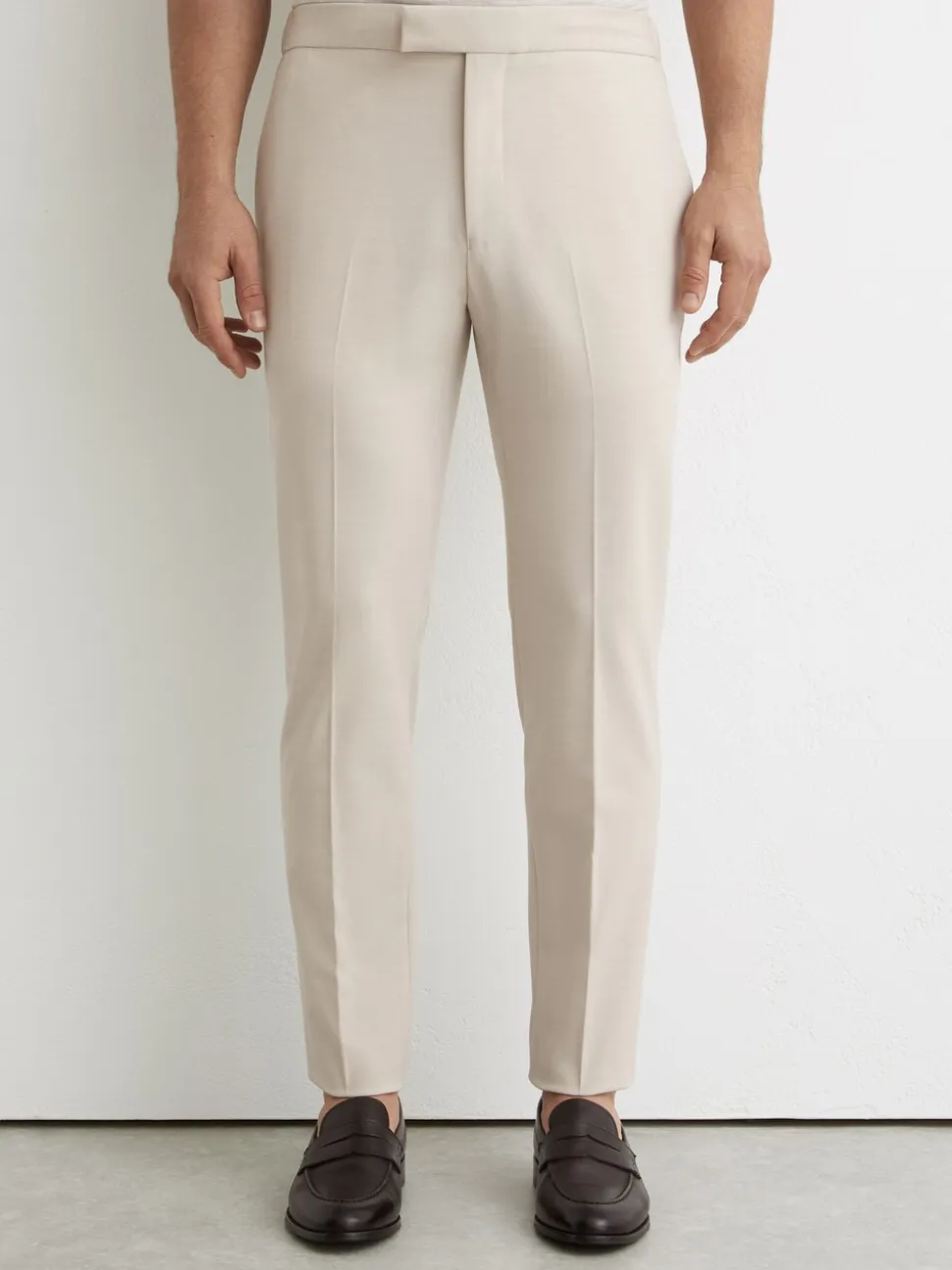 Pastelgeel - Reiss Found stretchy slim fit broeken met trekkoord