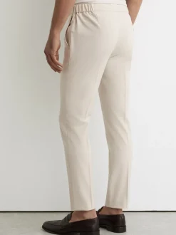 Pastelgeel - Reiss Found stretchy slim fit broeken met trekkoord