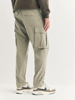 Pastelgeel - Slim Fit - Katoenen cargostretchbroek