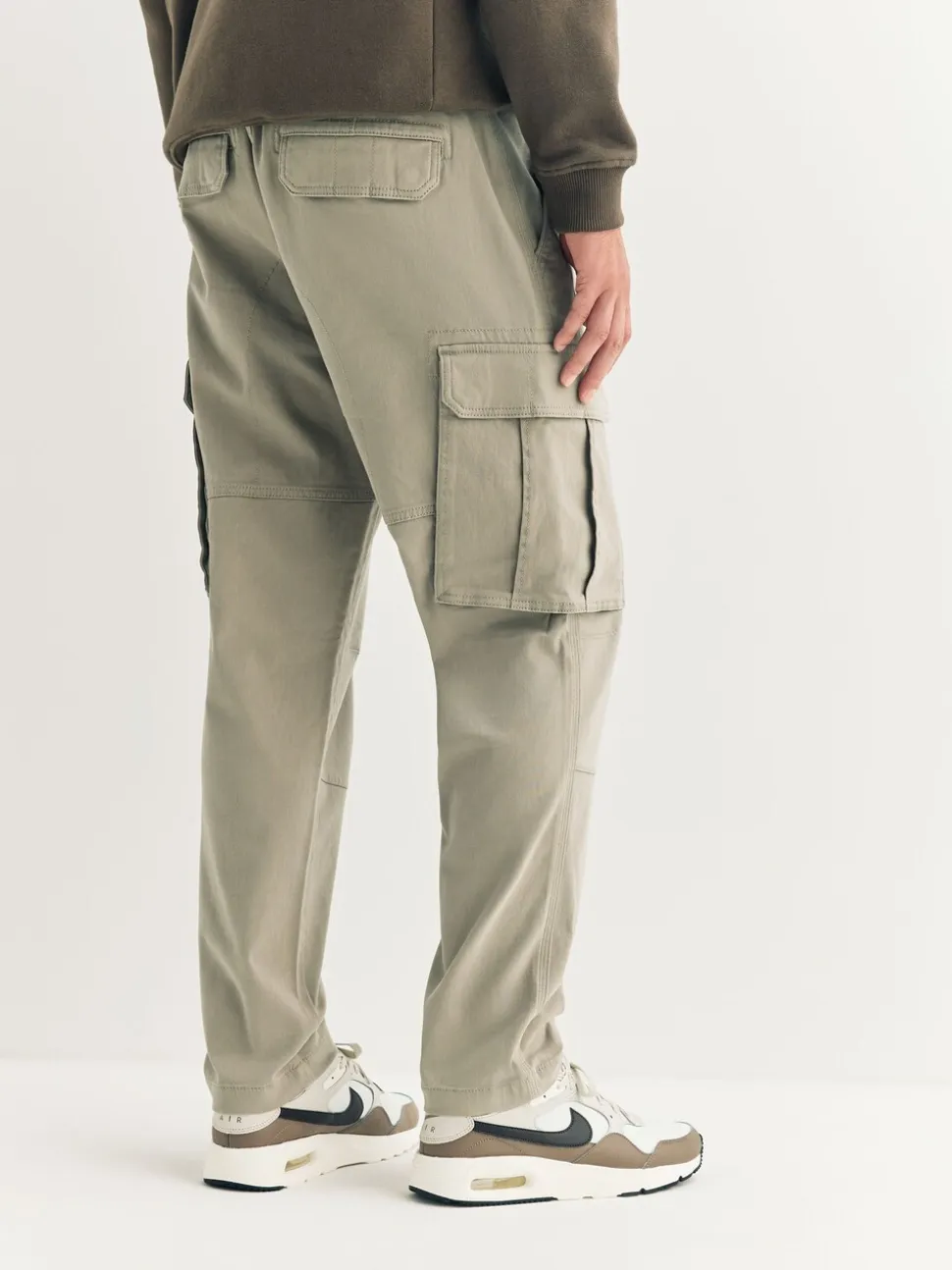 Pastelgeel - Slim Fit - Katoenen cargostretchbroek