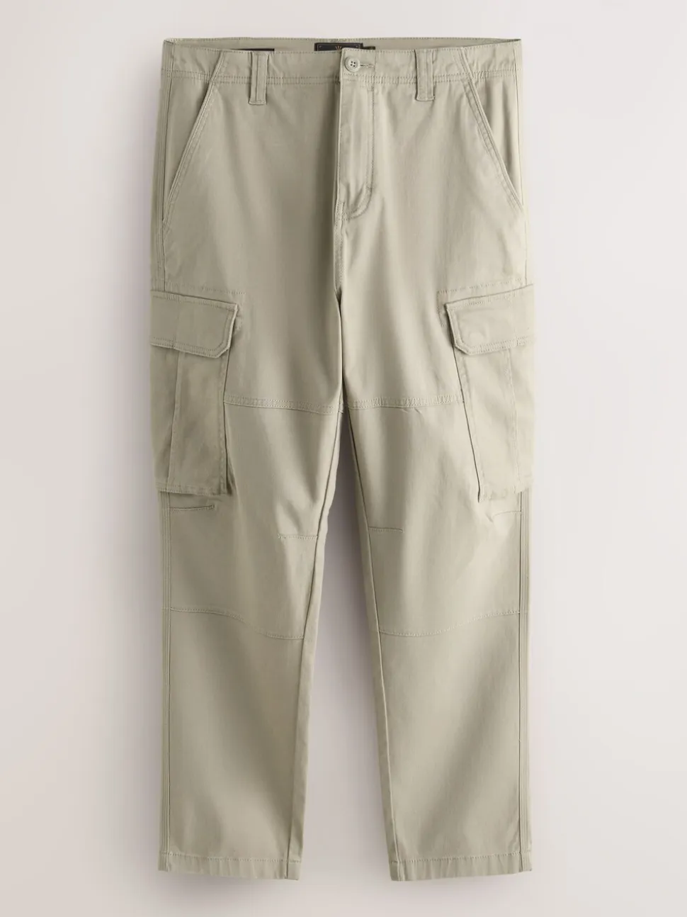 Pastelgeel - Slim Fit - Katoenen cargostretchbroek