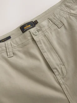 Pastelgeel - Slim Fit - Katoenen cargostretchbroek