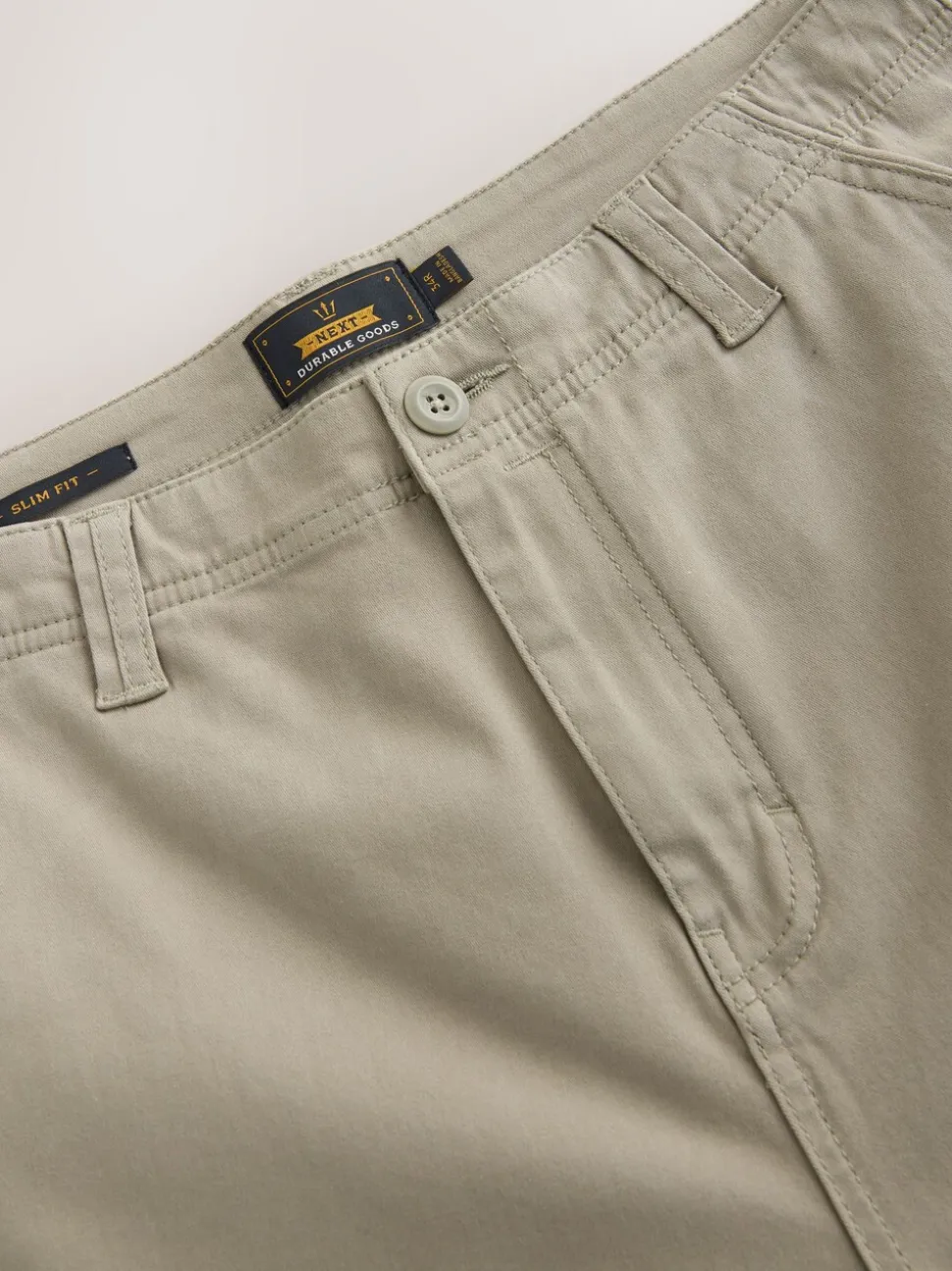 Pastelgeel - Slim Fit - Katoenen cargostretchbroek