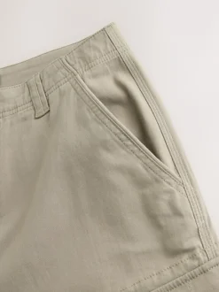 Pastelgeel - Slim Fit - Katoenen cargostretchbroek