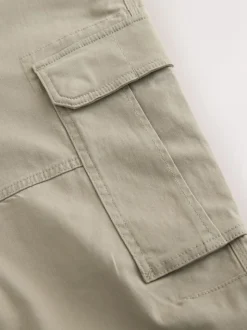 Pastelgeel - Slim Fit - Katoenen cargostretchbroek